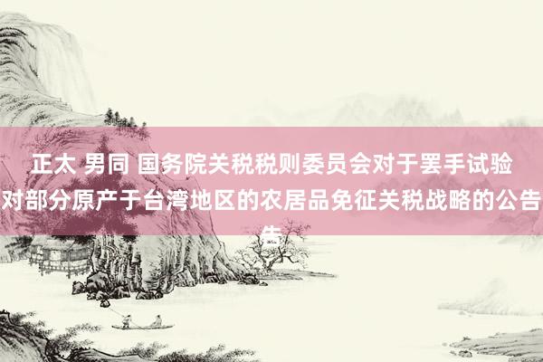 正太 男同 国务院关税税则委员会对于罢手试验对部分原产于台湾地区的农居品免征关税战略的公告