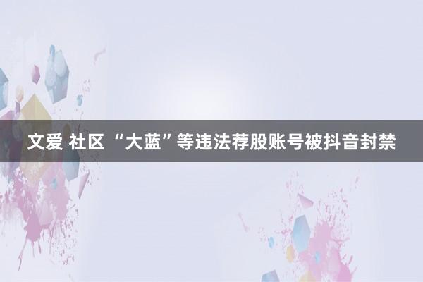 文爱 社区 “大蓝”等违法荐股账号被抖音封禁