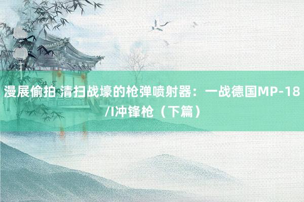 漫展偷拍 清扫战壕的枪弹喷射器：一战德国MP-18/I冲锋枪（下篇）
