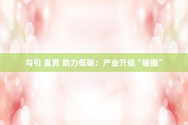 勾引 直男 助力低碳：产业升级“破圈”