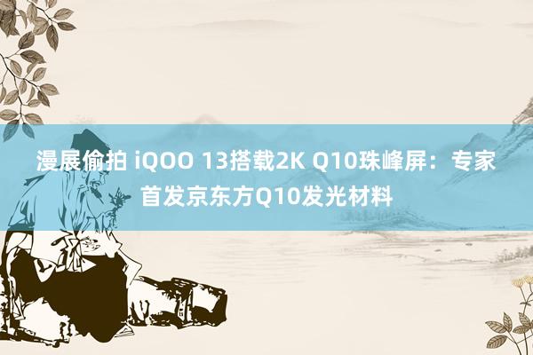 漫展偷拍 iQOO 13搭载2K Q10珠峰屏：专家首发京东方Q10发光材料