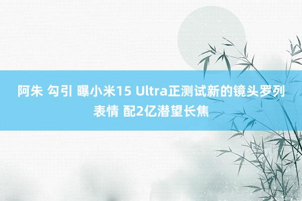 阿朱 勾引 曝小米15 Ultra正测试新的镜头罗列表情 配2亿潜望长焦