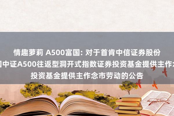 情趣萝莉 A500富国: 对于首肯中信证券股份有限公司为富国中证A500往返型洞开式指数证券投资基金提供主作念市劳动的公告