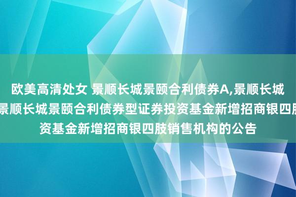 欧美高清处女 景顺长城景颐合利债券A,景顺长城景颐合利债券C: 景顺长城景颐合利债券型证券投资基金新增招商银四肢销售机构的公告