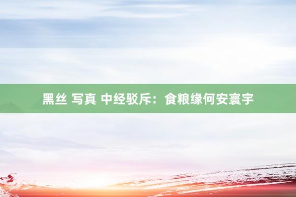 黑丝 写真 中经驳斥：食粮缘何安寰宇