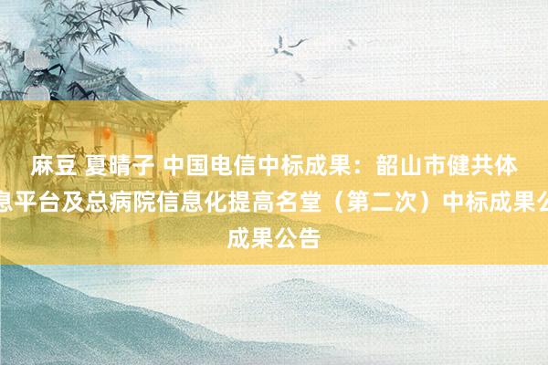 麻豆 夏晴子 中国电信中标成果：韶山市健共体信息平台及总病院信息化提高名堂（第二次）中标成果公告
