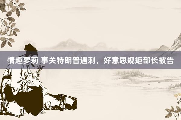情趣萝莉 事关特朗普遇刺，好意思规矩部长被告