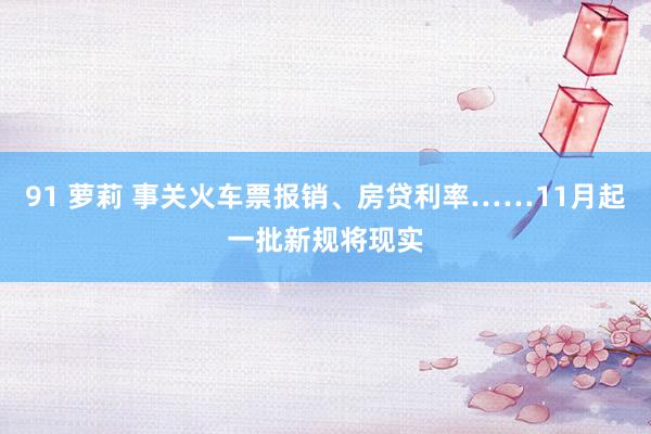 91 萝莉 事关火车票报销、房贷利率……11月起一批新规将现实