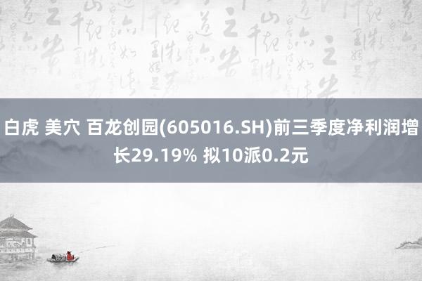 白虎 美穴 百龙创园(605016.SH)前三季度净利润增长29.19% 拟10派0.2元