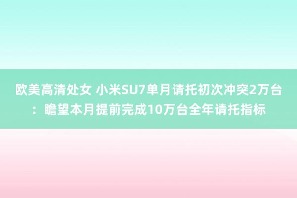 欧美高清处女 小米SU7单月请托初次冲突2万台：瞻望本月提前完成10万台全年请托指标