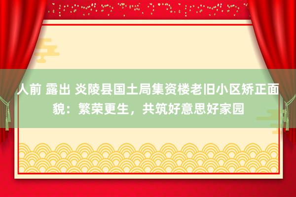 人前 露出 炎陵县国土局集资楼老旧小区矫正面貌：繁荣更生，共筑好意思好家园