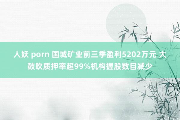 人妖 porn 国城矿业前三季盈利5202万元 大鼓吹质押率超99%机构握股数目减少