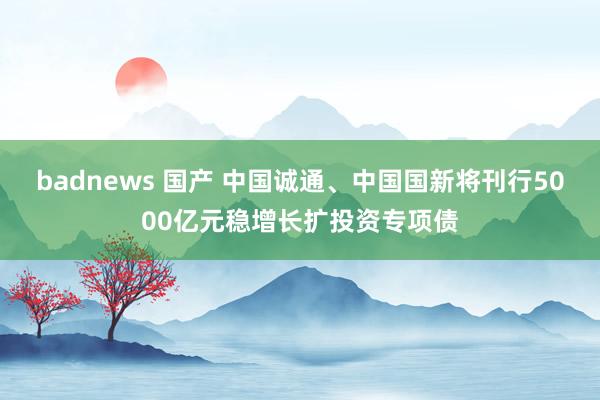 badnews 国产 中国诚通、中国国新将刊行5000亿元稳增长扩投资专项债