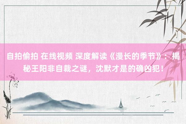 自拍偷拍 在线视频 深度解读《漫长的季节》：揭秘王阳非自裁之谜，沈默才是的确凶犯！