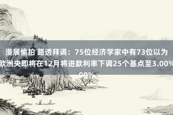 漫展偷拍 路透拜谒：75位经济学家中有73位以为欧洲央即将在12月将进款利率下调25个基点至3.00%
