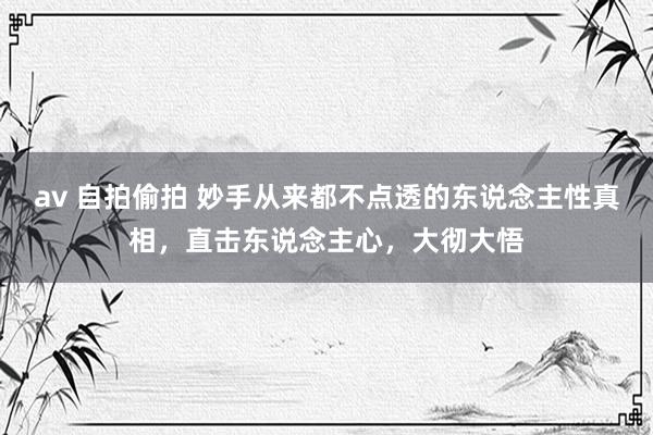 av 自拍偷拍 妙手从来都不点透的东说念主性真相，直击东说念主心，大彻大悟