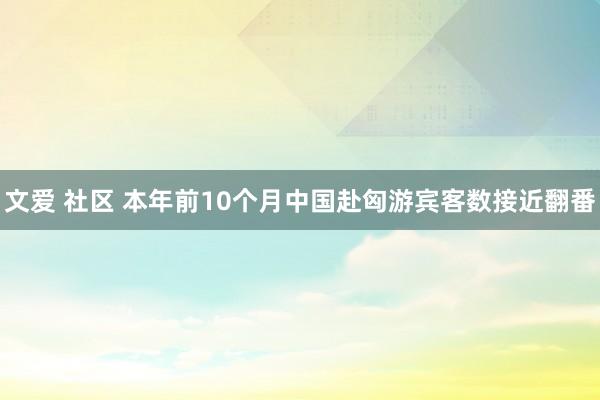 文爱 社区 本年前10个月中国赴匈游宾客数接近翻番