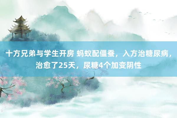 十方兄弟与学生开房 蚂蚁配僵蚕，入方治糖尿病，治愈了25天，尿糖4个加变阴性