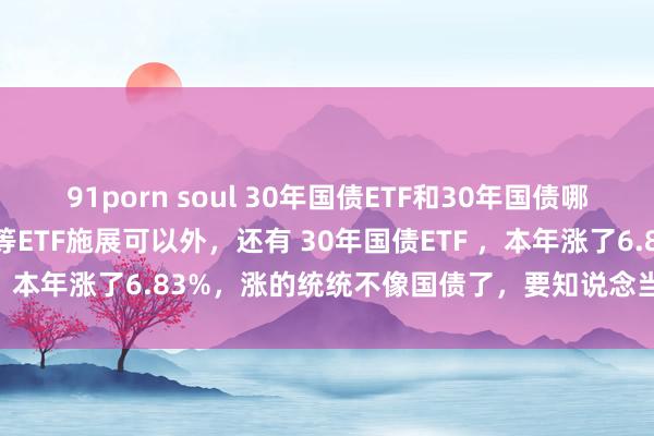 91porn soul 30年国债ETF和30年国债哪个好？ 本年除了红利低波等ETF施展可以外，还有 30年国债ETF ，本年涨了6.83%，涨的统统不像国债了，要知说念当今30年国...