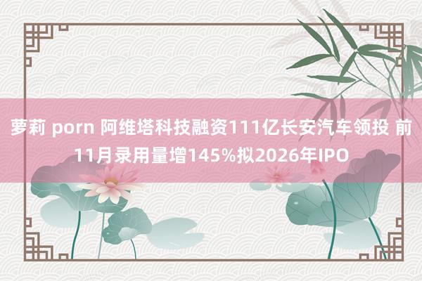 萝莉 porn 阿维塔科技融资111亿长安汽车领投 前11月录用量增145%拟2026年IPO