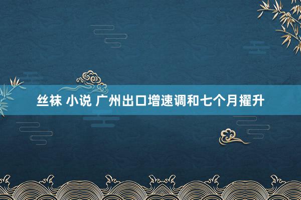 丝袜 小说 广州出口增速调和七个月擢升