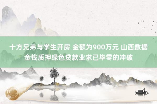 十方兄弟与学生开房 金额为900万元 山西数据金钱质押绿色贷款业求已毕零的冲破