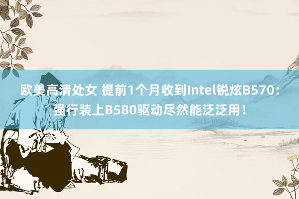 欧美高清处女 提前1个月收到Intel锐炫B570：强行装上B580驱动尽然能泛泛用！