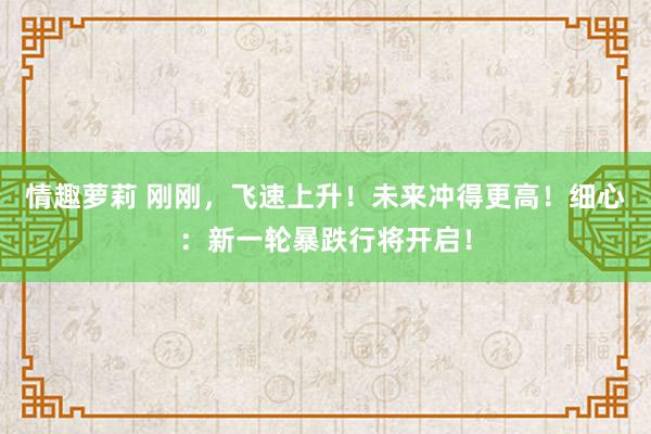情趣萝莉 刚刚，飞速上升！未来冲得更高！细心：新一轮暴跌行将开启！