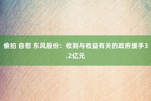 偷拍 自慰 东风股份：收到与收益有关的政府援手3.2亿元