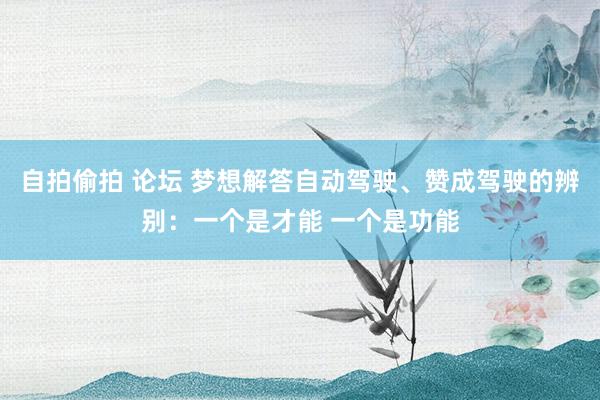 自拍偷拍 论坛 梦想解答自动驾驶、赞成驾驶的辨别：一个是才能 一个是功能