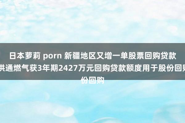 日本萝莉 porn 新疆地区又增一单股票回购贷款 洪通燃气获3年期2427万元回购贷款额度用于股份回购