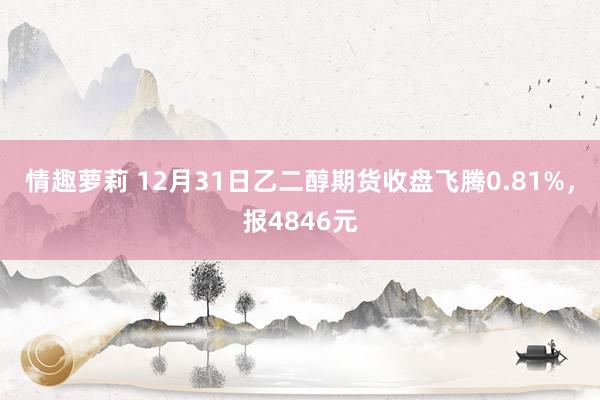 情趣萝莉 12月31日乙二醇期货收盘飞腾0.81%，报4846元