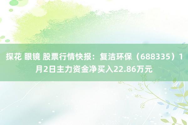 探花 眼镜 股票行情快报：复洁环保（688335）1月2日主力资金净买入22.86万元