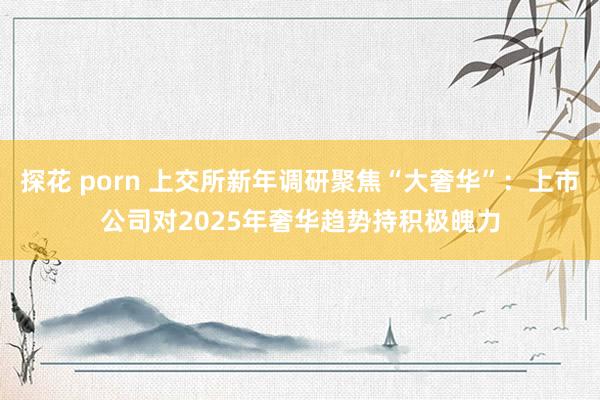 探花 porn 上交所新年调研聚焦“大奢华”：上市公司对2025年奢华趋势持积极魄力
