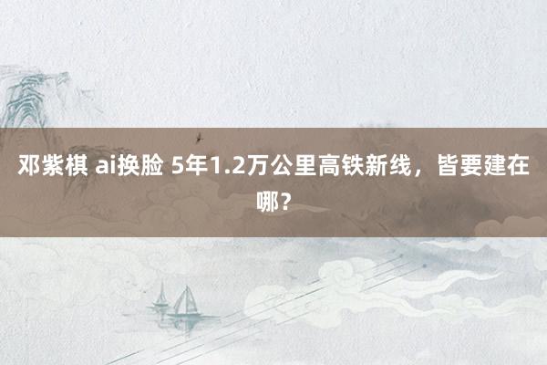 邓紫棋 ai换脸 5年1.2万公里高铁新线，皆要建在哪？