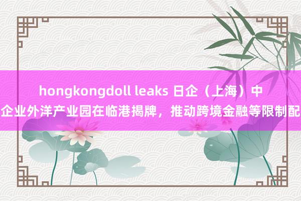 hongkongdoll leaks 日企（上海）中小企业外洋产业园在临港揭牌，推动跨境金融等限制配合