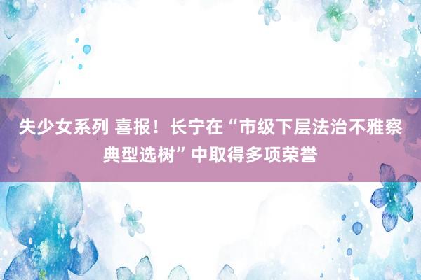 失少女系列 喜报！长宁在“市级下层法治不雅察典型选树”中取得多项荣誉