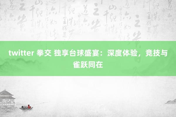 twitter 拳交 独享台球盛宴：深度体验，竞技与雀跃同在